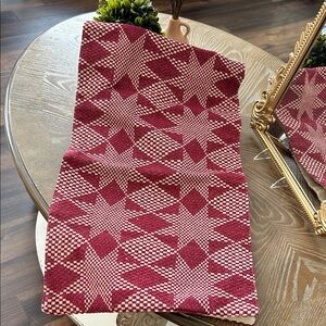 NEW! Vintage Inspired Rustic Red & Creamy White Quilt Star Table Runner